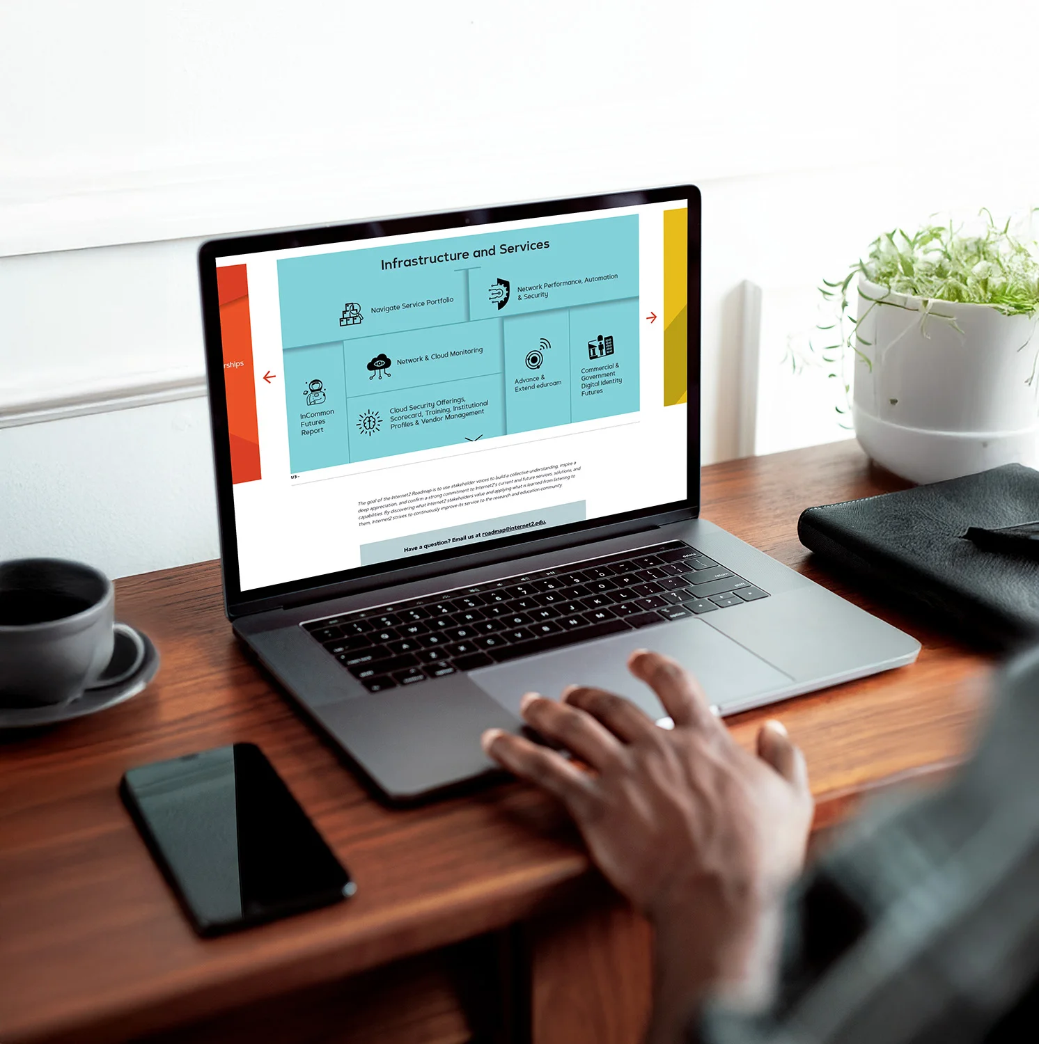 Internet2's WordPress website on laptop