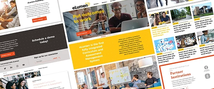 Screenshots from an e-learning application created by FIREANT STUDIO for eLumen.